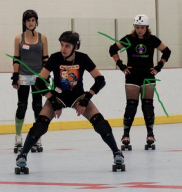 Derby girls wearing Pivot Star